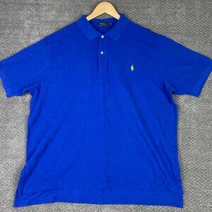Polo Ralph Lauren Mesh Polo Shirt Men's 2XB Big Blue Cotton Short Sleeve